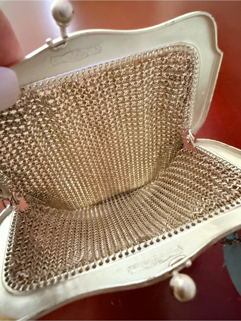 Whiting and Davis Vintage Gold and Brown Mesh Evening Bag. Perfect condition. - Picture 6 of 11